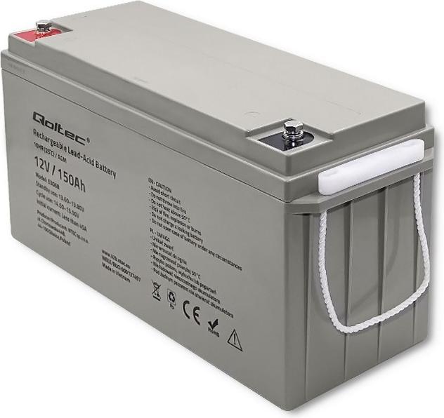 Actual product image Qoltec AGM battery | 12V | 150Ah | max. 2250A (12 V, 150 Ah)