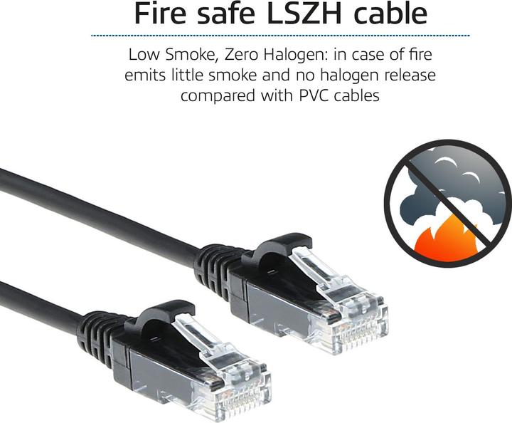 Actual product image Black 0.25 meter LSZH U/UTP CAT6 datacenter slimline patch cable snagless with RJ45 connectors (U/FTP, CAT6, 0.25 m)