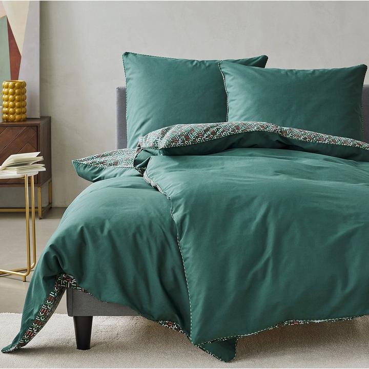 Image du produit Eurofirany Literie 220x200 cm de coton macossatin couleur vert foncé, Bourgogne Esprit (Housse de couette, 220 x 200 cm)
