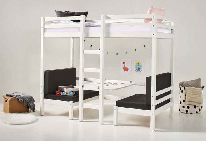 Hoppekids JUMBO Etagenbett Etagenbett mit Sitzgruppe umbaubar zum Bett inkl. passender Matratze, 90x200 cm (90 x 200 cm)