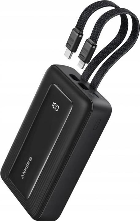 Actual product image Anker | Power Bank | A1680G11 | 10000 mAh | USB-C 30W, Lightning 27W | Built-In USB-C and Lightning Cables (10000 mAh)