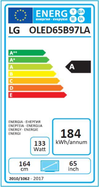 Label énergétique LG OLED65B9 (65", OLED, 4K, 2019)