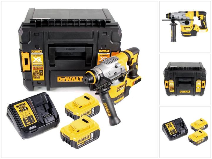 Actual product image DeWalt DCH 283 P2 Battery combi hammer 18V 2,8J SDS plus Brushless+ 2x battery 5,0Ah + charger + TSTAK (Rechargeable battery operated)