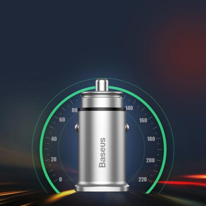 Image du produit Baseus Square metal A+A 30W Dual QC3.0 Quick Car Charger Noir