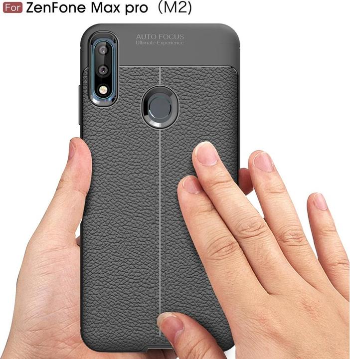 Actual product image Screenguard Asus Zenfone Max Pro M2 Case Leather Design TPU Cover (Asus Zenfone Max Pro (M2))