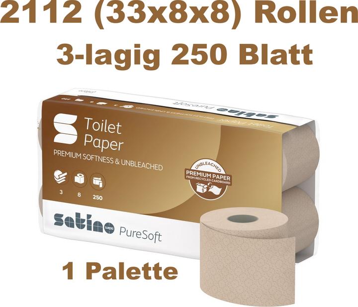 Actual product image Wepa 2112 rolls Satino 076970 PureSoft toilet paper small rolls 3-ply - 1 pallet (1 x)