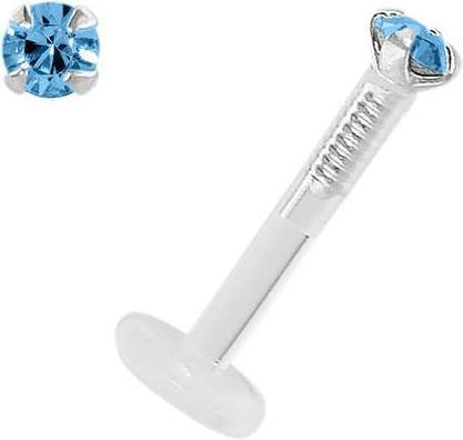 Bijouteria Piercing für Lippe/Tragus (Bioplast, Silber 925, Swarovski Kristall)