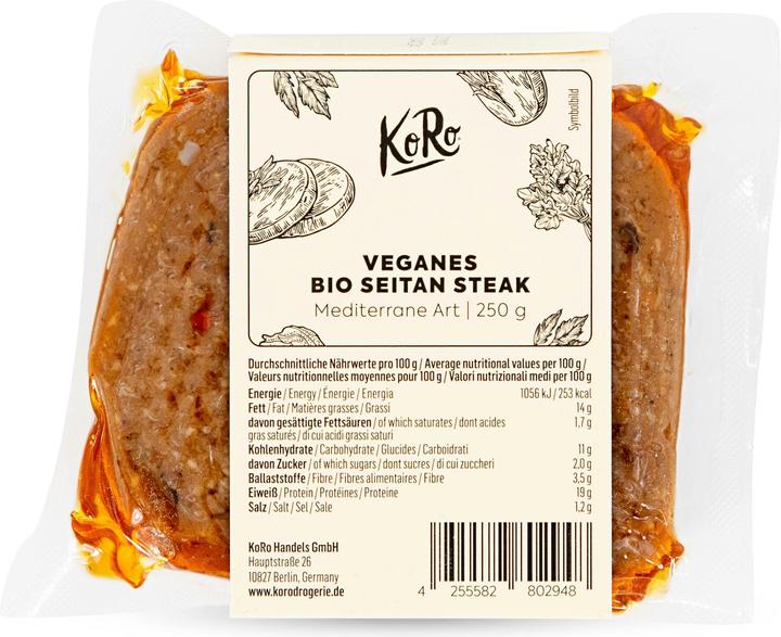 Produktbild KoRo Fleischalternative auf Basis von Weizengluten, Mediterrane Art (250 g)