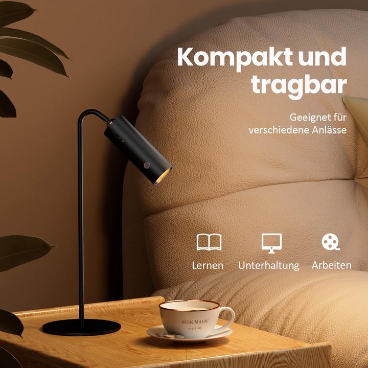 Produktbild Emke LED Tischlampe kabellos, 6-in-1, dimmbar, Touch LED, Schwarz, 3 Farbmodi, magnetische Wandleuchte, U