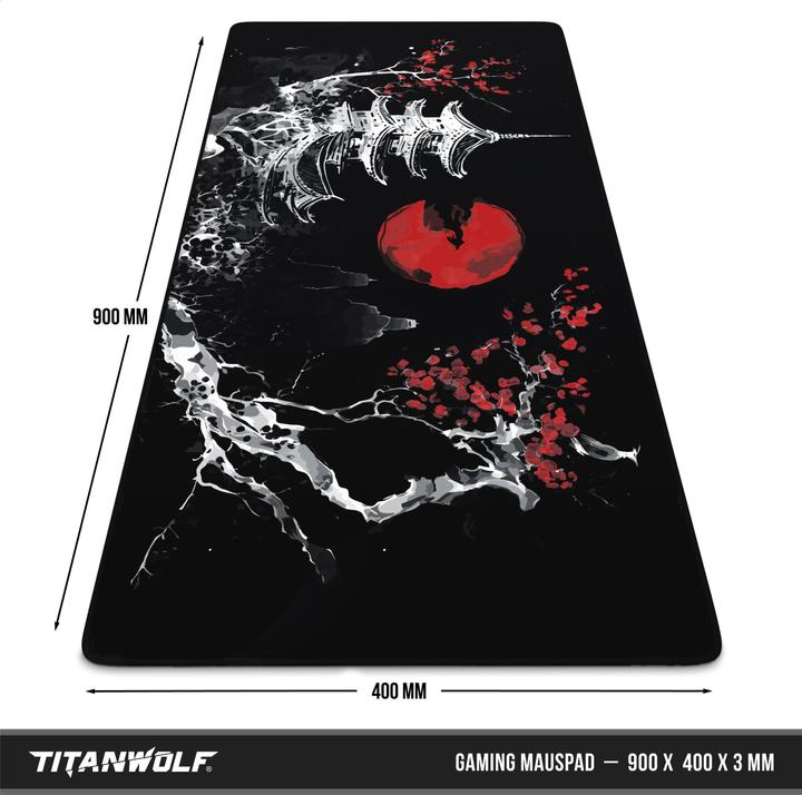 Image du produit Titanwolf Gaming Mauspad, 900 x 400mm XXL Speed Gaming Mausmatte, Mousepad Extragrosse Fläche, Japan Ink Black (XXL)