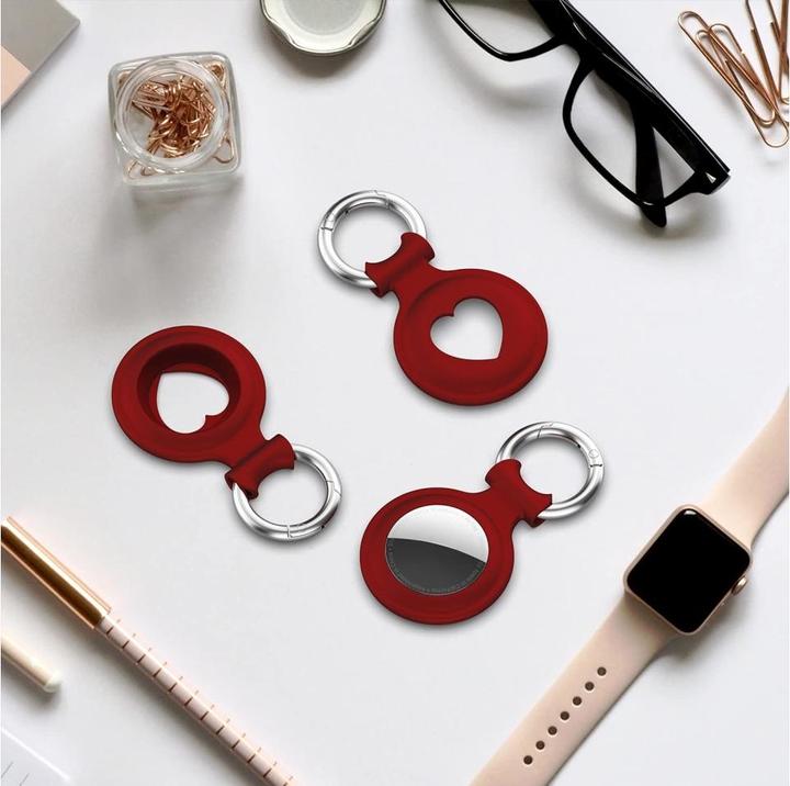 Produktbild Screenguard Apple Airtag Liquid Silikon Heart Case mit Anhänger
