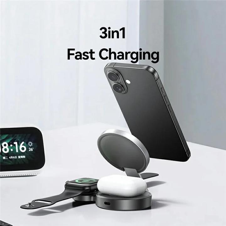 Image du produit Usams Foldable 3-in-1 15W Inductive Charge for Phone/Apple Watch/headphones CD234WXC01 (US-CD234) (15 W)