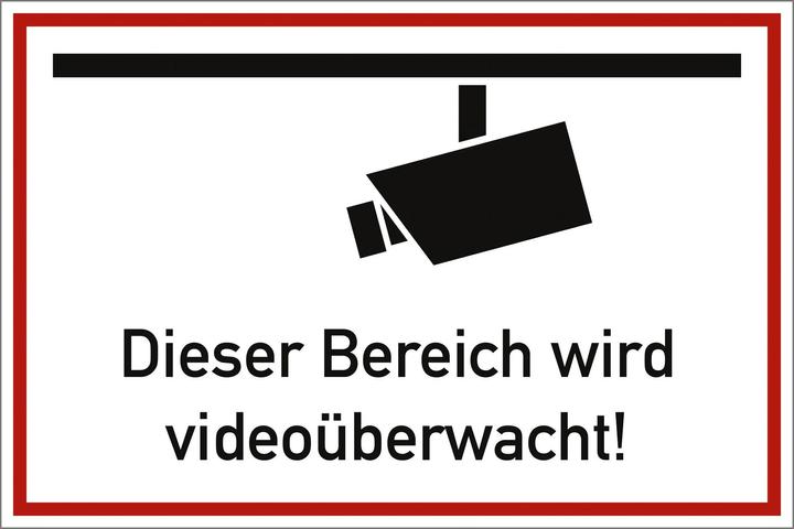 HP Autozubehör Hinweiszeichen Videoüberwacht L300xB200 mm weiss schwarz Aluminium