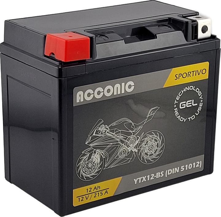 Produktbild Acconic Sportivo GEL YTX12-BS Motorradbatterie 12Ah 12V (DIN 51012) (12 V, 12 Ah)