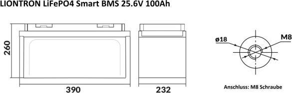 Produktbild Liontron Smart BMS 25,6V 100Ah Arctic (25.60 V, 100 Ah)
