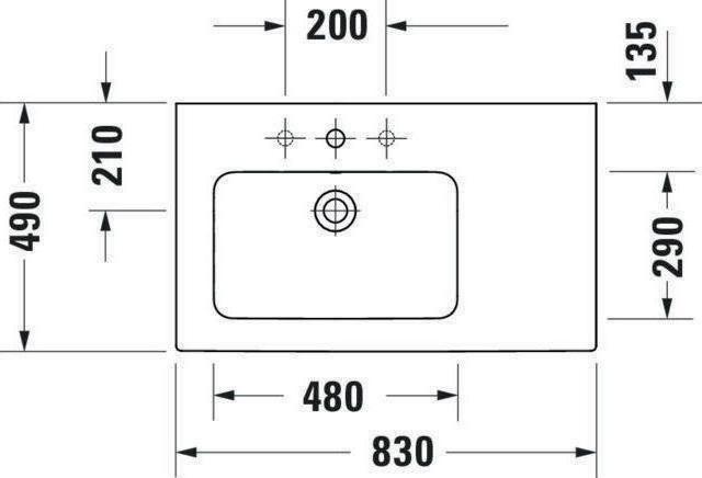 Immagine prodotto Duravit Lavabo per mobili ME by Starck m ÜL m HLB 830x490mm o HL Be li we sdm (490 mm, 830 mm)