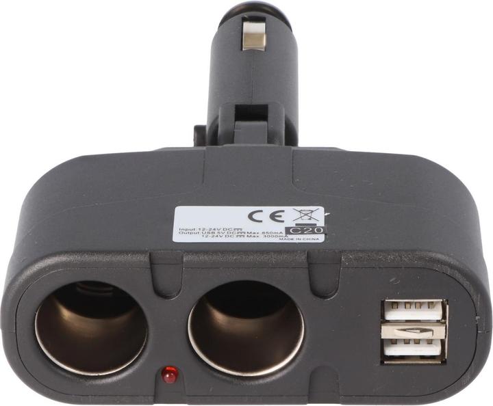 Produktbild AccuCell KFZ-Adapter, Verteiler Zigarettenanzünder - Stecker auf 2x Kupplung + USB