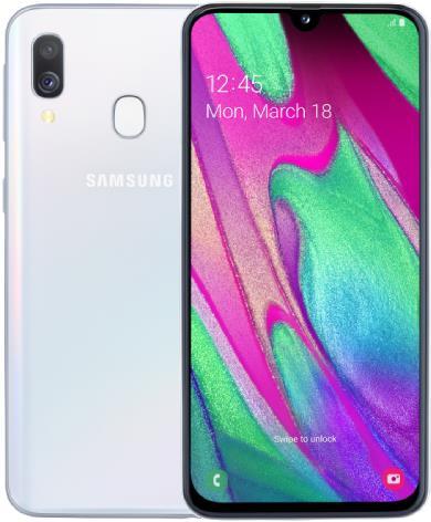 Produktbild Samsung Galaxy A40 (64 GB, White, 5.90", Dual SIM, 16 Mpx, 4G)