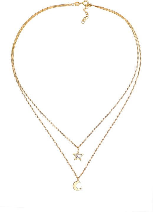 Image du produit Elli Collier Kids Layer cristal étoile demi-lune 925 argent (Argent sterling 925, Cristal de verre, 36 cm)