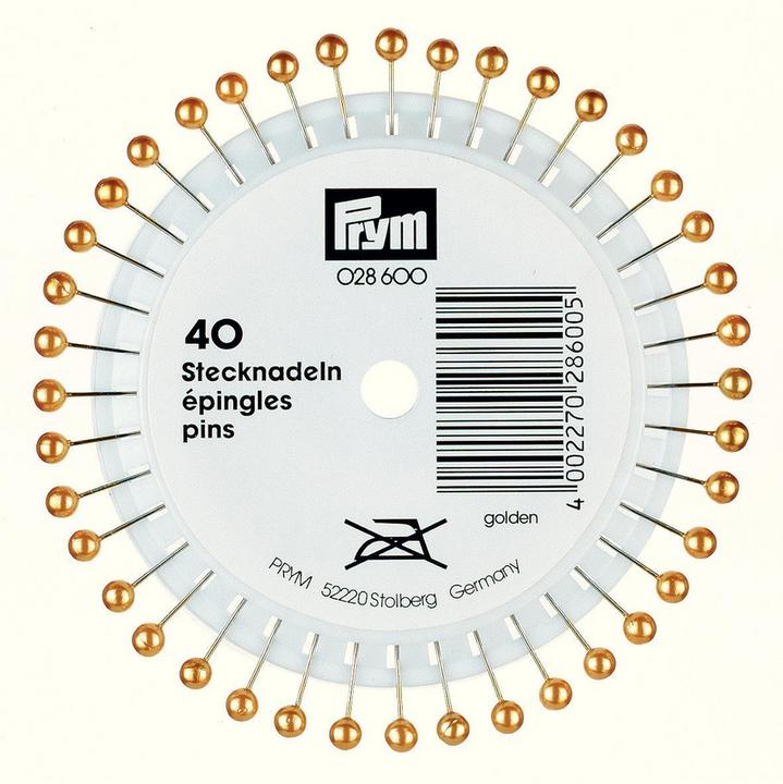 Immagine prodotto Prym Spille con testa di perla, oro 0,58 x 40 mm, rosetta 40 pezzi.