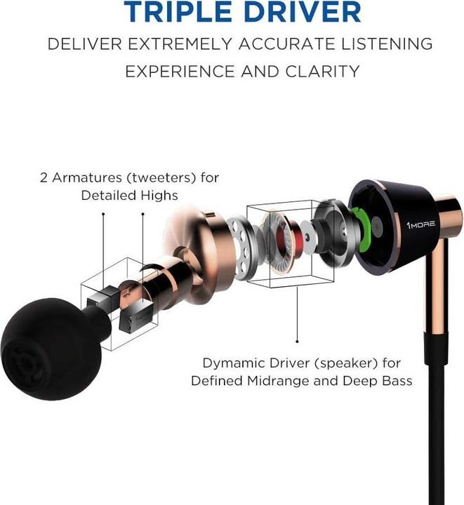 Immagine prodotto 1More E1001 triple-driver (ANC, Cablato)