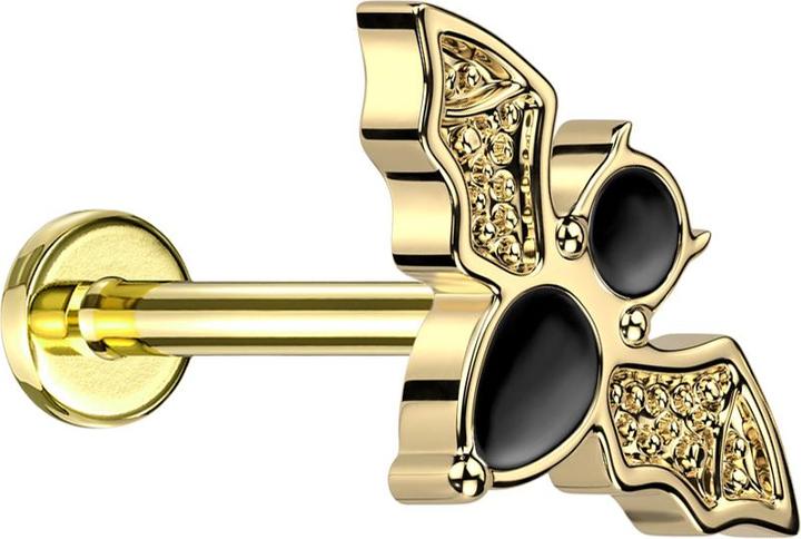 Actual product image Star Piercing Micro Threadless Labret Gold Plated Bat Gold Plated (without brass, Titanium G23)