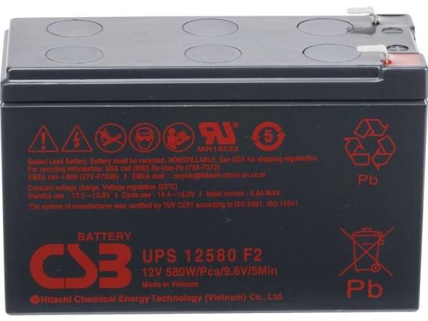 Actual product image CSB Battery UPS 12580high-rate UPS12580F2 Lead-acid battery 12V 9.4Ah lead-fleece (AGM) (W x H x D) 151 x 99 (1 pcs., Device specific, 9400 mAh)