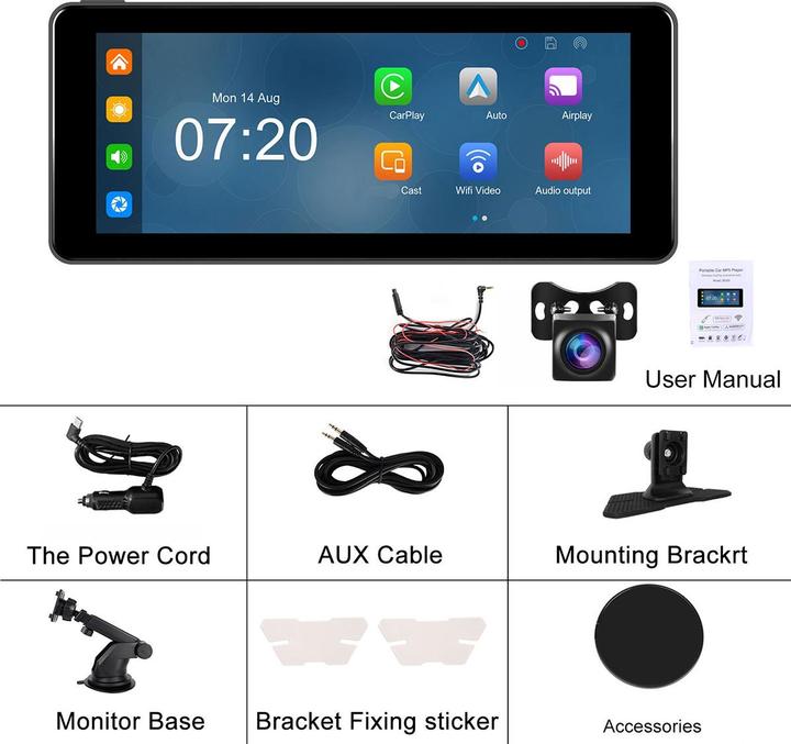 Actual product image Avizar 6,86" 4K CarPlay Rückfahrkamera Display