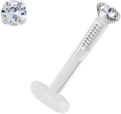Bijouteria Piercing für Lippe/Tragus (Bioplast, Silber 925, Swarovski Kristall)