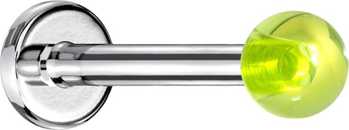 Produktbild Star Piercing Labret silber mit Kugel grün "Glow" (Acryl, ohne Messing, Chirurgenstahl 316L)