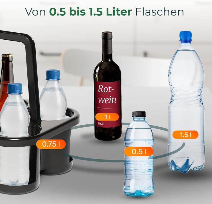 Actual product image Novaliv 4X Flaschenträger für 24 Flaschen - Stabiler Halt - Getränkekorb Kunststoff, Stapelbar, 32x2