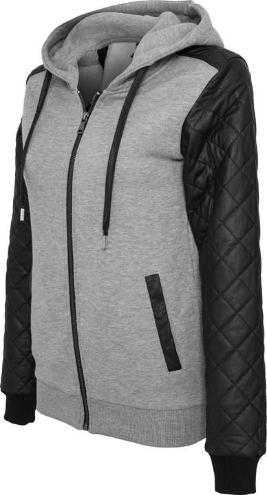Urban Classics Ladies Diamond Leather Imitation Sleeve Zip Hoody
