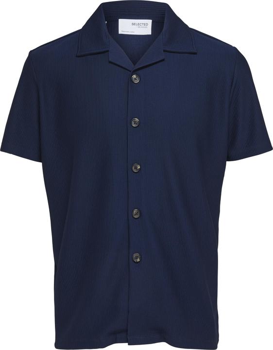 Selected Homme Geripptes cuban collar Kurzarmhemd