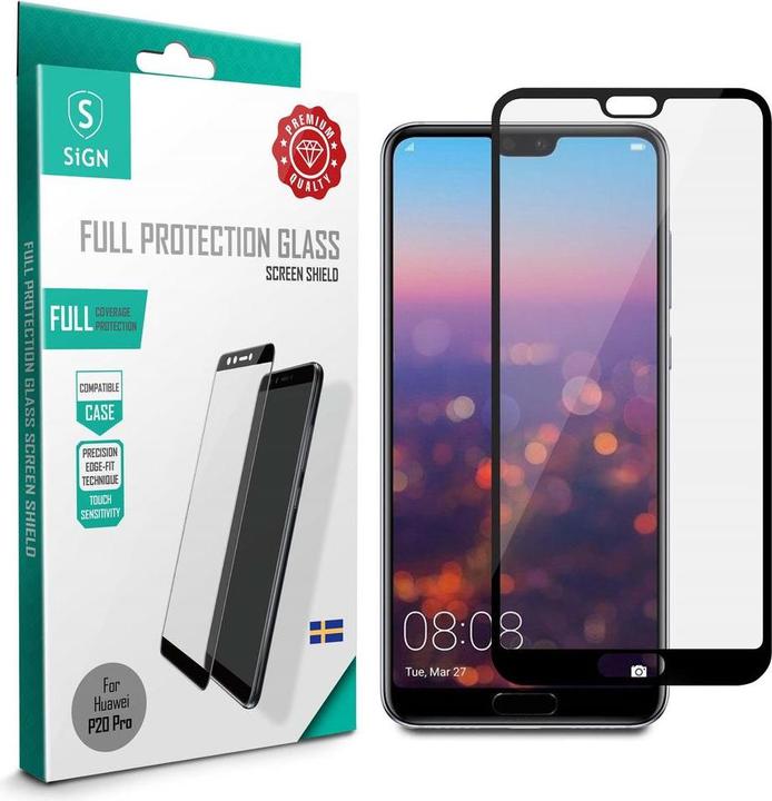 Produktbild SIGN Huawei P20 Pro Full Cover Screen Protector Tempered Glass - Black (1 Stück, Huawei P20 Pro)
