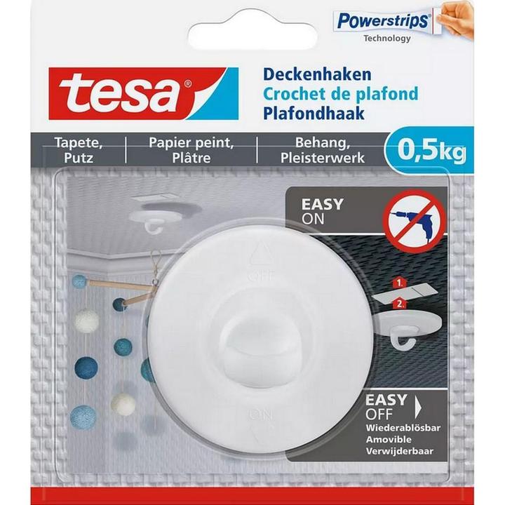 Actual product image tesa Crochet de plafond pour papiers peints et plâtre
