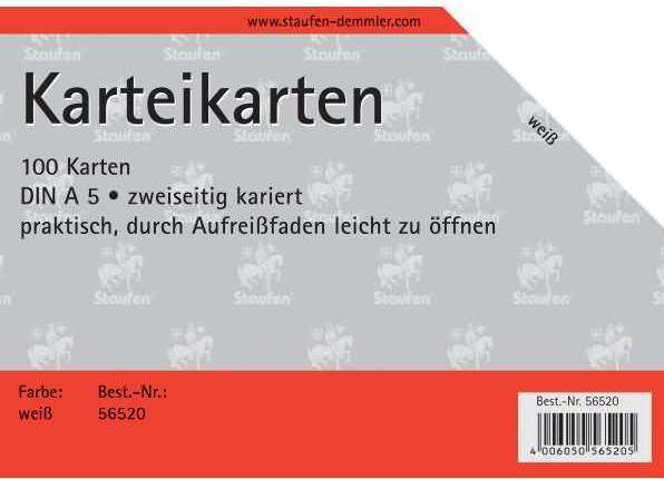 Actual product image Staufen Index card A5 chequered white (A5, 180 g/m², 100 x)