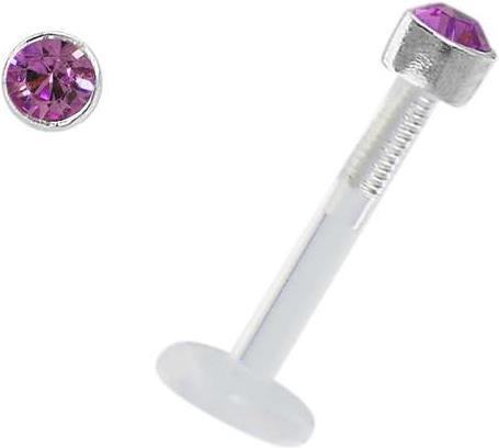 Produktbild Bijouteria Piercing für Lippe/Tragus (Bioplast, Silber 925, Swarovski Kristall)
