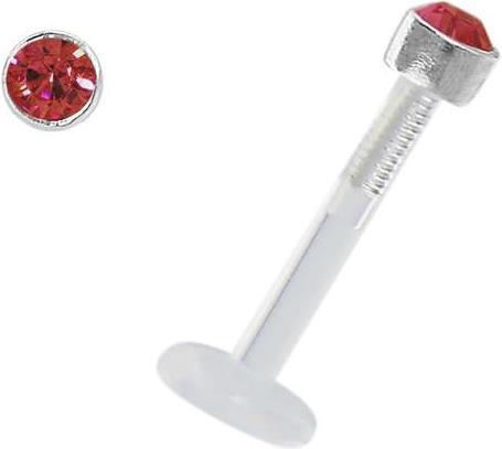 Actual product image Bijouteria Piercing for lip/Tragus (Bioplastic, Silver 925, Swarovski Crystal)