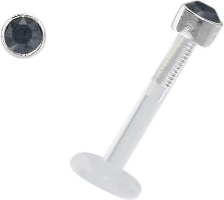 Image du produit Bijouteria Piercing pour lèvre/Tragus (Bioplastique, Argent 925, Cristal Swarovski)