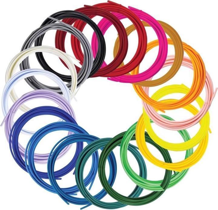 3Doodler Flow zwoje 1,75 mm,4,8m/ 20 szt. (PLA, 1.75 mm, 300 g, Vert, Pink, Noir, Jaune, Bleu, Transparent, Orange, Blanc, Violet, Or)