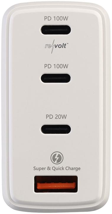 Image du produit Revolt Bloc d'alimentation USB-C 120 watts à 4 ports, technologie GaN (120 W)