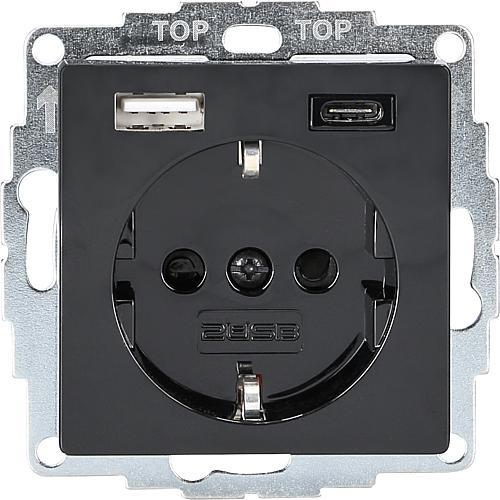 Actual product image 2USB 2U-449559 Protective contact socket outlet with USB charging output, increased contact protection