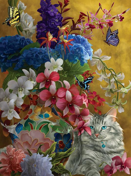 Produktbild Sunsout Puzzle 1000 pieces Nene Thomas - Gilded Cats and Flowers (1000 Teile)