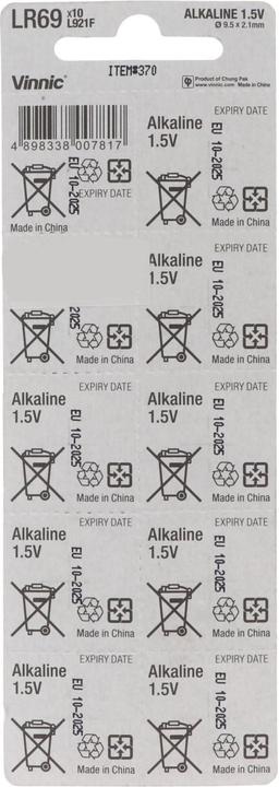 Immagine prodotto Vinnic Confezione da 10 AG6, LR921, LR69, V371, SR69, L912 F, L912F (10 pz., SR69, 29 mAh)
