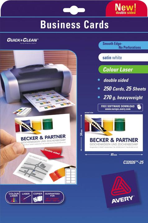 Actual product image Avery Premium Visitenkarten (270 g/m², 250 x, A4)