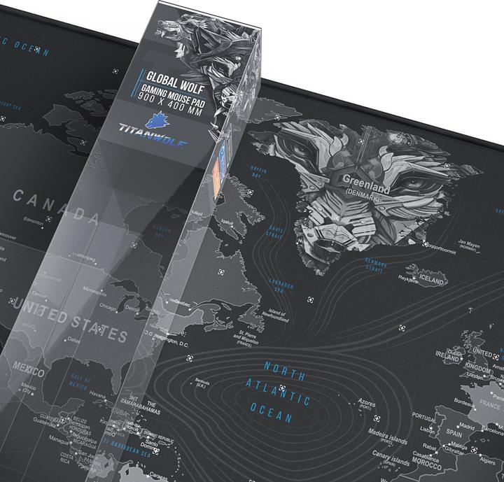 Image du produit Titanwolf Tapis de souris de jeu XXL, tissu lisse, tapis de souris Speed, surface de 900 x 400mm, globe (XXL)