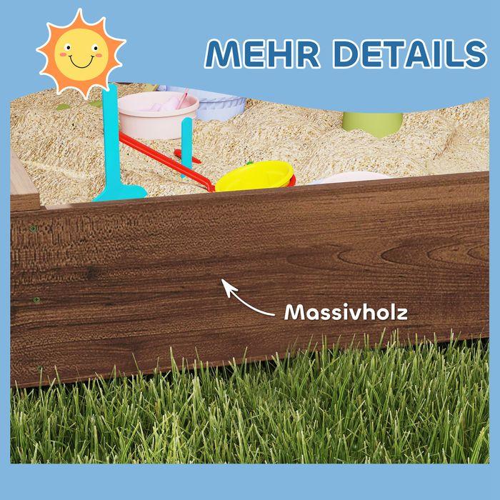 Produktbild Swisshandel24 Sandkasten mit Vordach und Netztür 142 x 101,5cm Sandkiste aus Holz mit Sitzbank