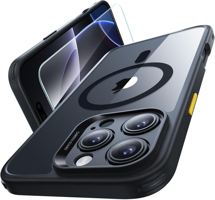 Actual product image ESR Classic Hybrid Halolock MagSafe Case + Tempered Glass for iPhone 16 Pro Max - Clear with Black F (Apple iPhone 16 Pro Max)