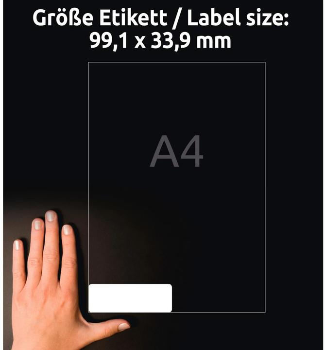 Actual product image Avery Address labels 99.1x33.9mm L7162-100 weiss 1600 Stk./100 Blatt