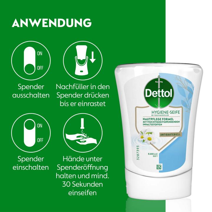 Produktbild Dettol Hygiene Seife No-Touch Nachfüller Kamille Duft - 250 ml (Handseife Nachfüllpackung, 250 ml)